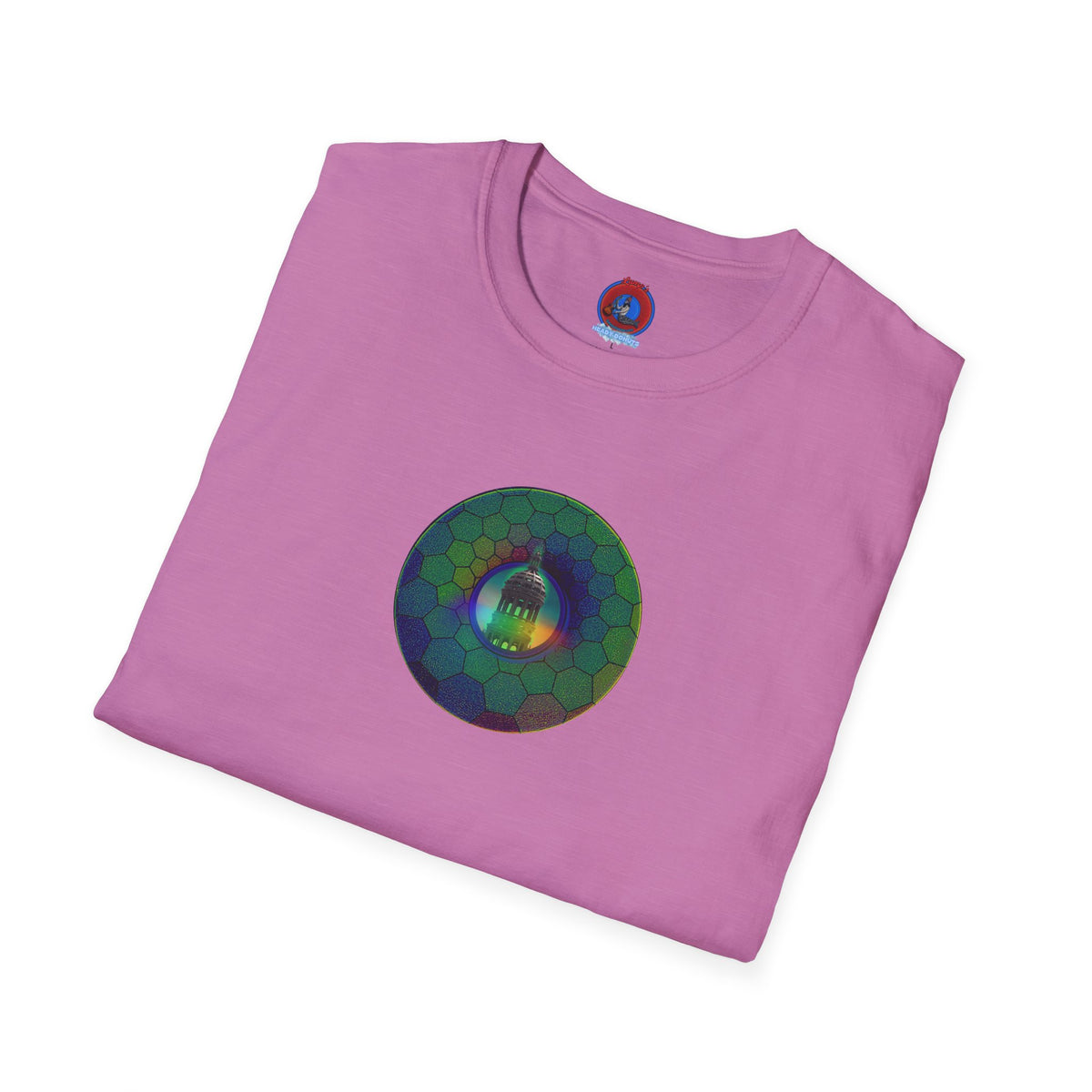 Classic Donut Tee - Unisex Soft-Style - "Save the Mondegreen City Hall Clock Tower" - hexadonut - series 1.0 -variant 1 - green donut