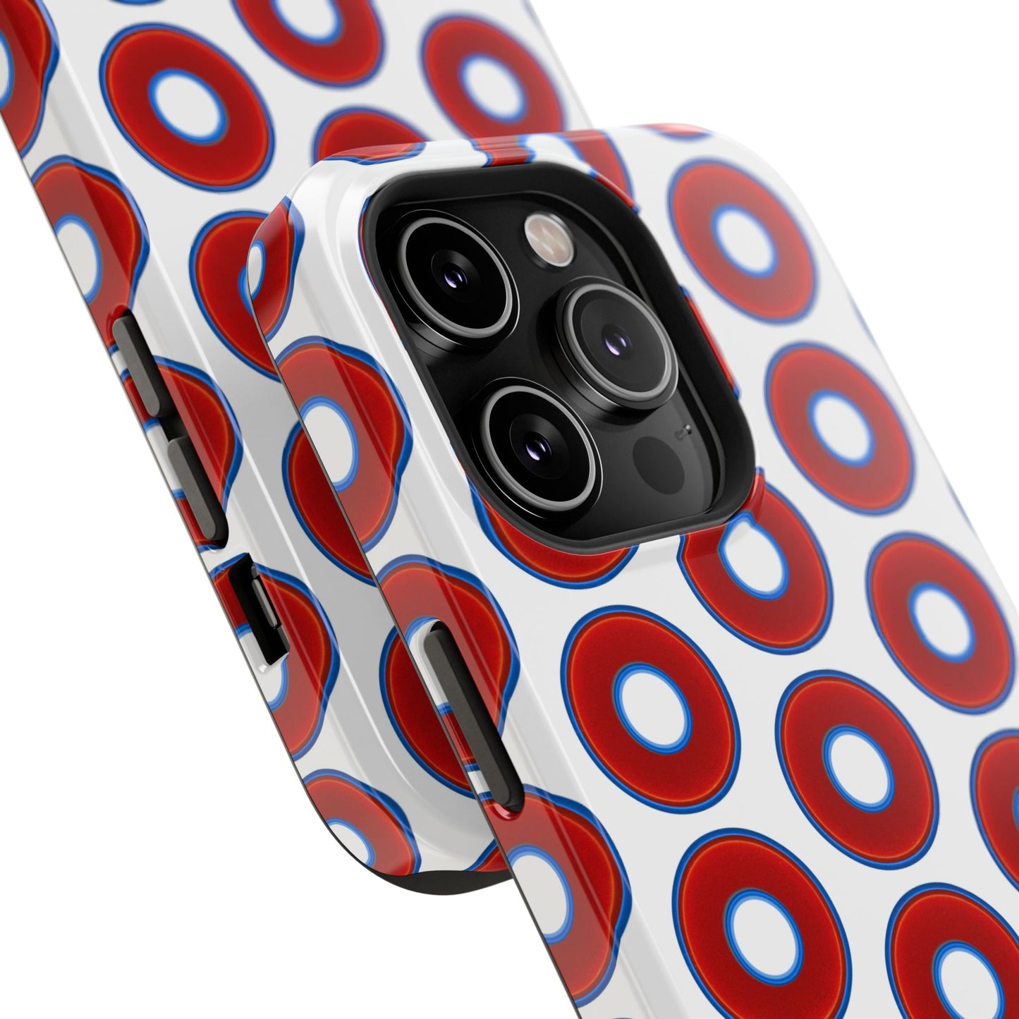 Impact-Resistant Lumpy Donut Case - red vivid donut print w/white background