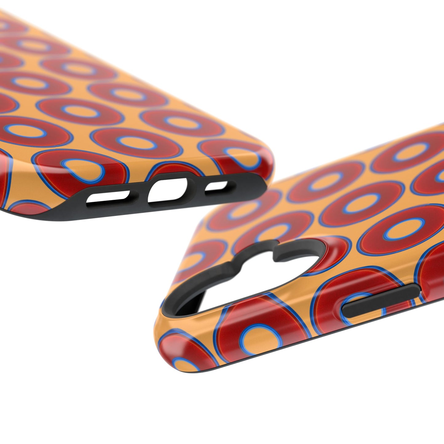 Magnetic Tough Donut Case - red vivid donut print w/creamsicle orange background
