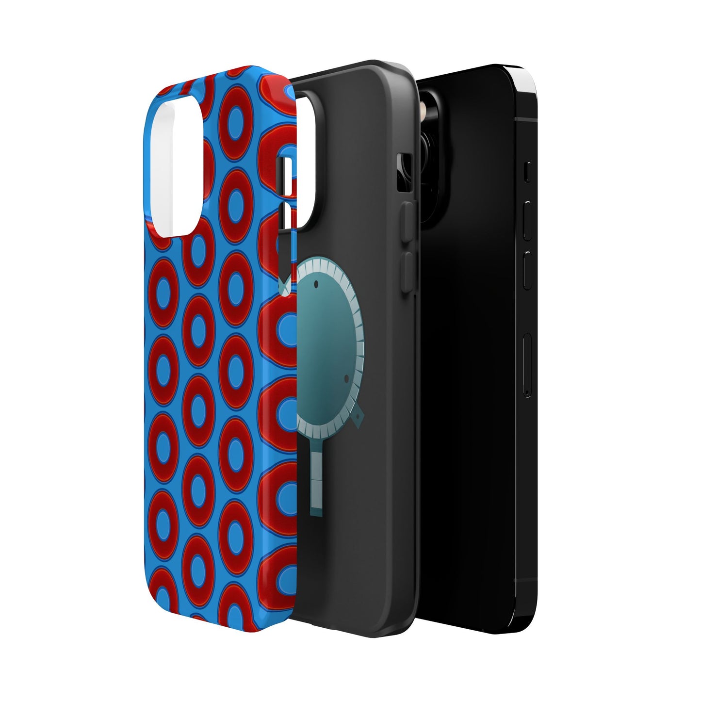 Magnetic Tough Donut Case - red vivid donut print w/sky royal blue background