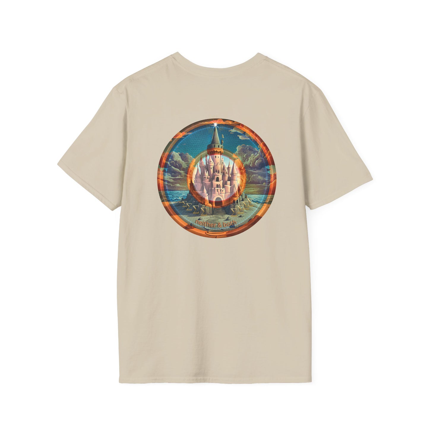 Classic Donut Tee - Unisex Soft-Style - "The Donut that Tides Never Reached" - series 1.0  - variant 2 - neither/both - blue/orange donut