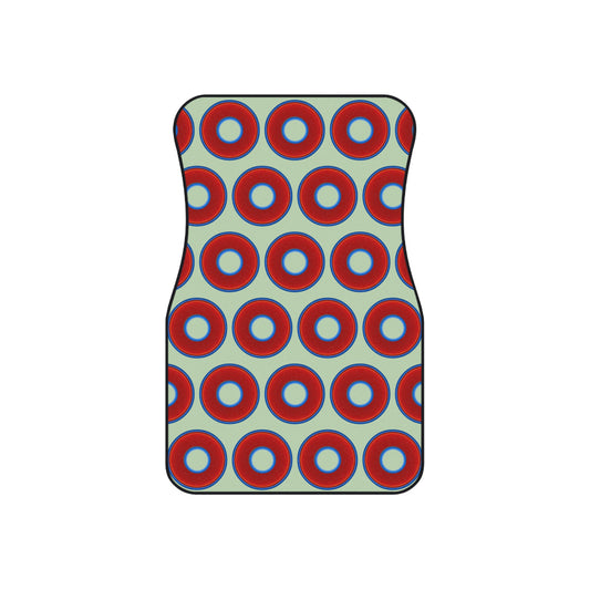 Contacted Car Mats - vivid donut print w/seafoam background