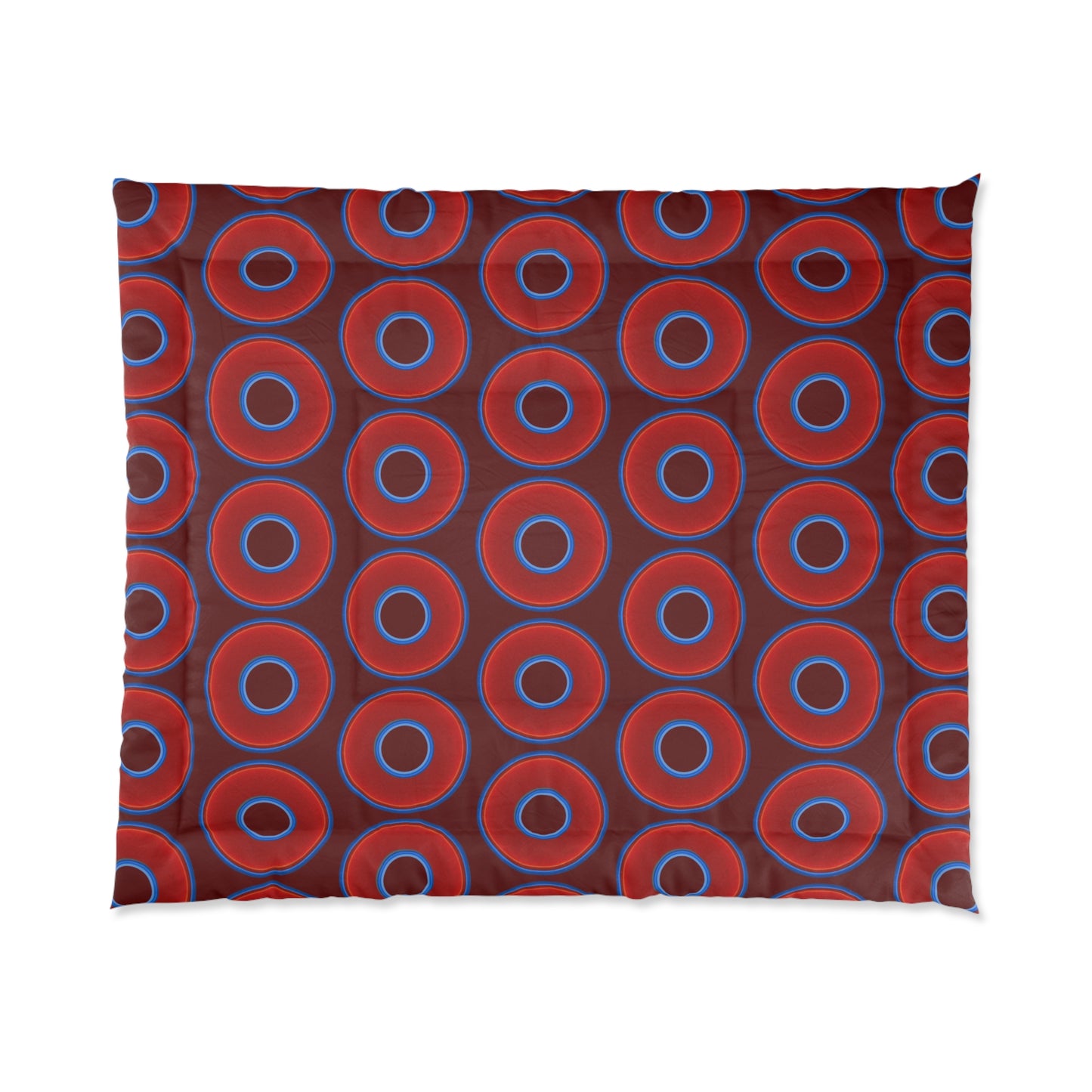 The Very Lumpy Comforter - vivid red donuts w/dark red background