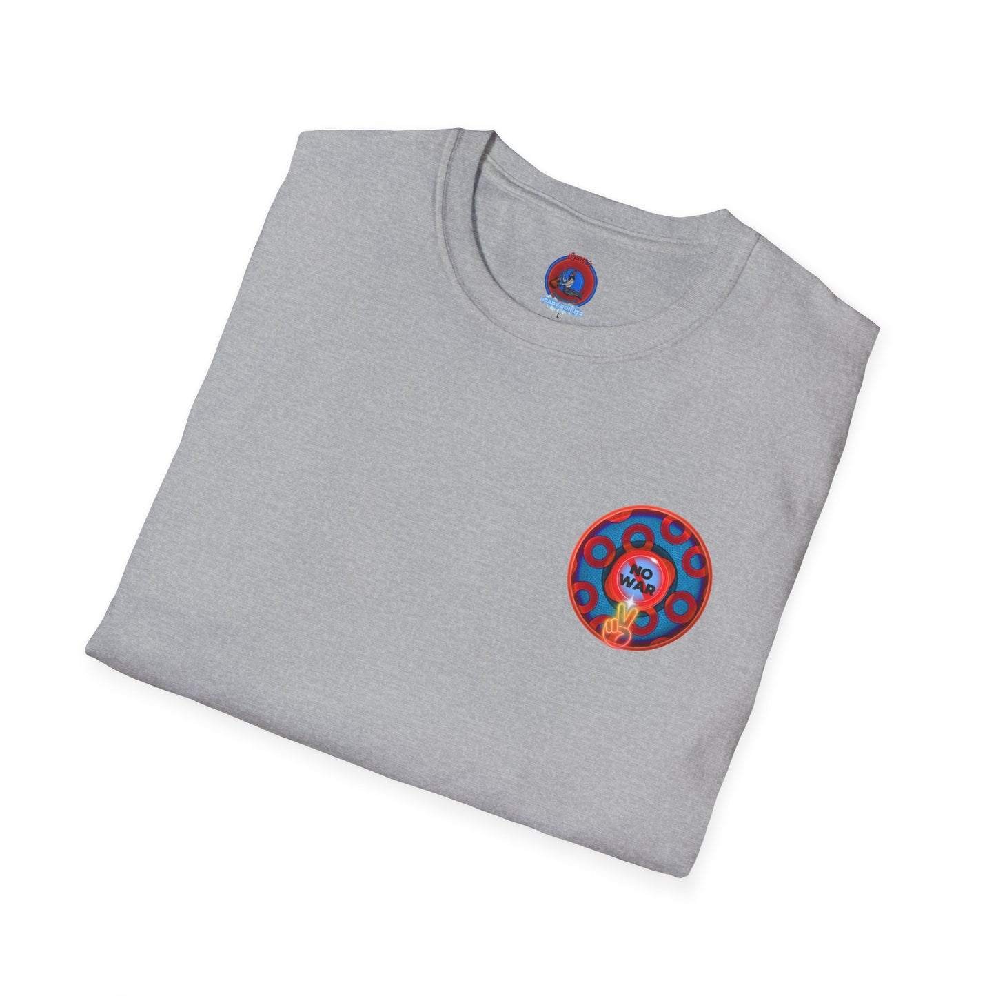 Classic Donut Tee - Unisex Soft-Style - "Peace of Donut" - blue/red paradox donut - [*charitable print - 50% of profit to Alliance for Peacebuilding]