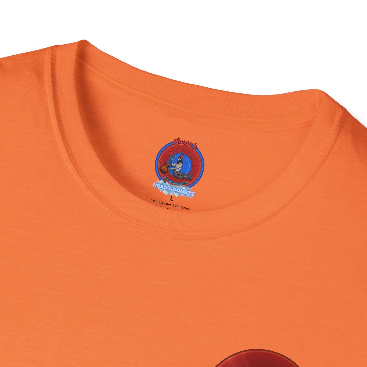 Classic Donut Tee - Unisex Soft-Style - "Mule Feed Donuts" - series 1.0 - variant 1 - red donut