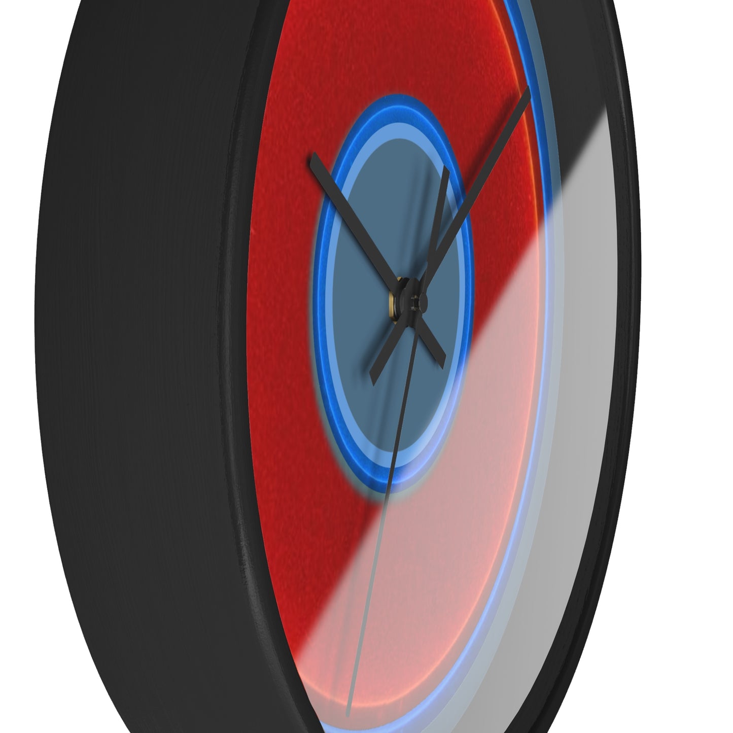 Lumpy Wall Clock - red vivid donut - variant 6 w/steel blue background