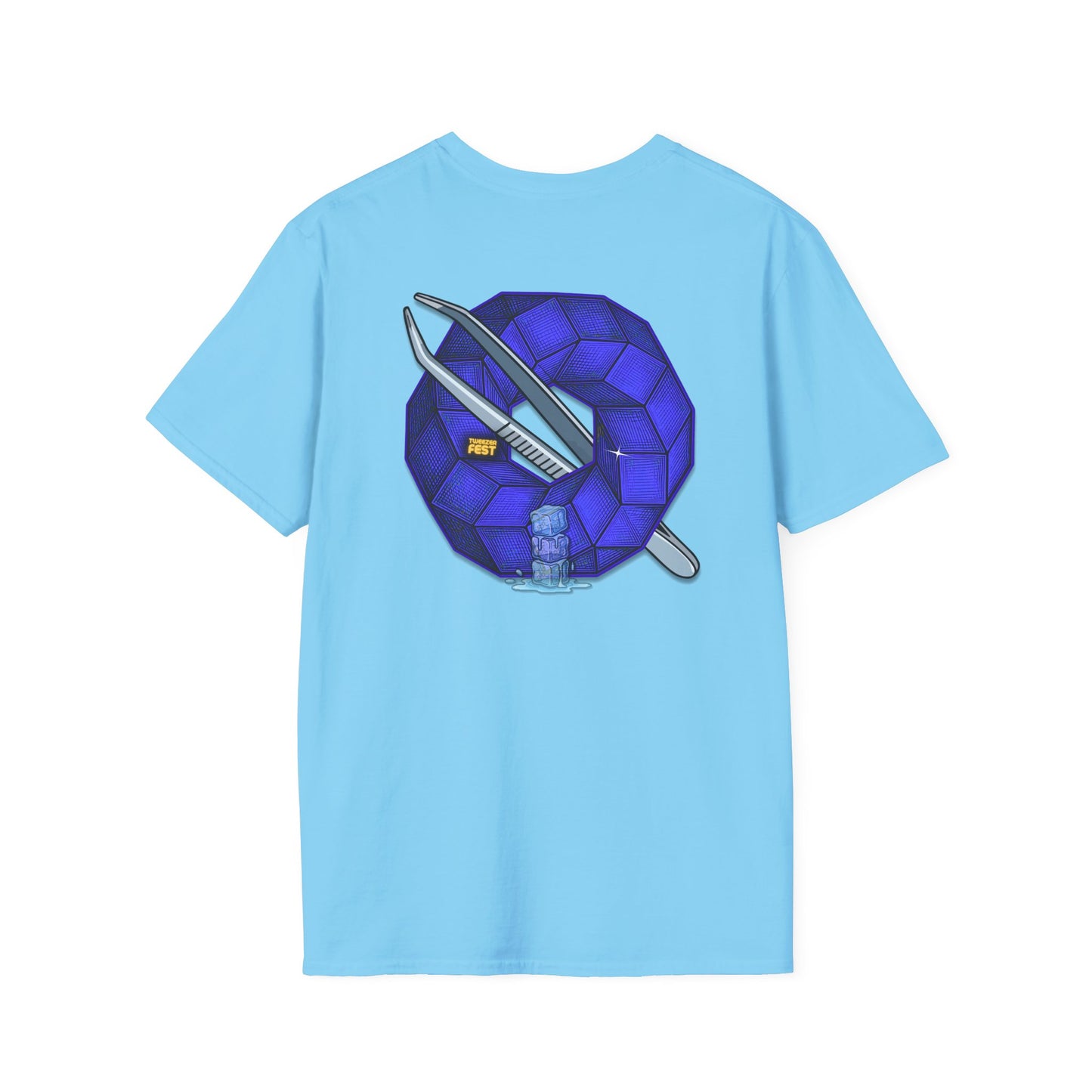 Classic Donut Tee - Unisex Soft-Style - "The Teasing Donut" - rustic dark royal blue cubed donut