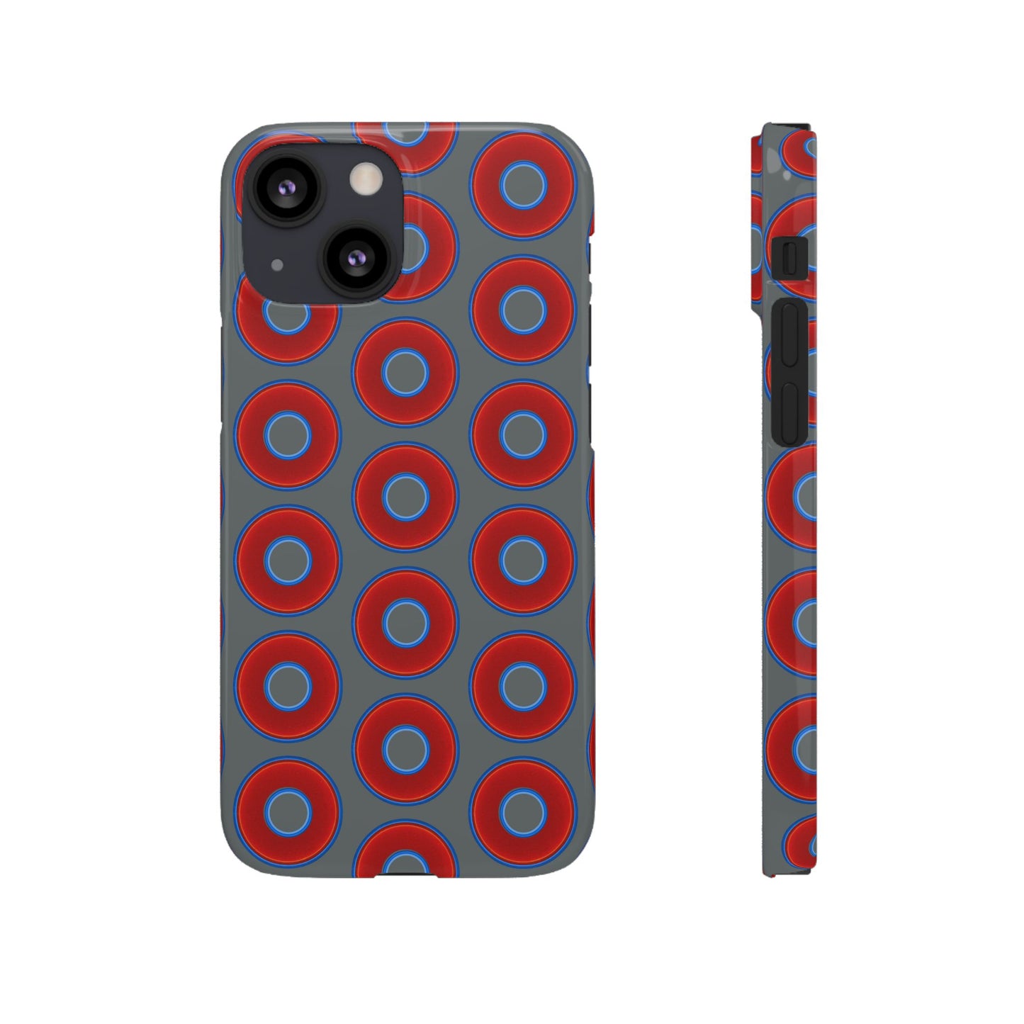 Lumpy Donut Snap Case - red vivid donut print w/dark gray background