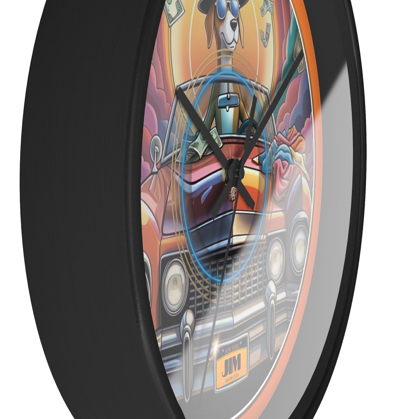 Lumpy Wall Clock - "Jimmy's Marathon Donuts" - variant 3 - pic donut w/orange background