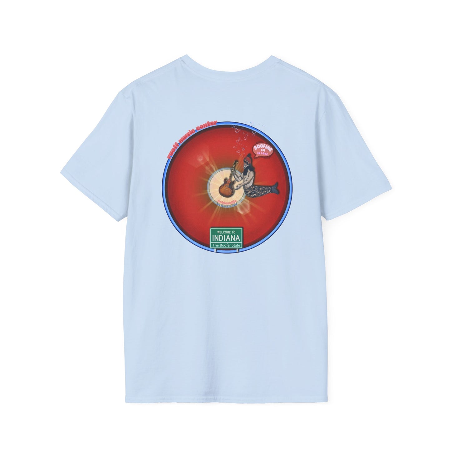 Classic Donut Tee - Unisex Soft-Style - "Indiana is for Boofers" - vivid red/blue plumpy donut - variant 1 - w/toppings