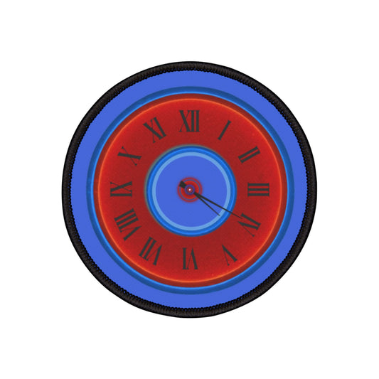 Iron-On Donut Patch - "The Donut Who's Time is About to get Ill" - series 1.0 - red vivid donut