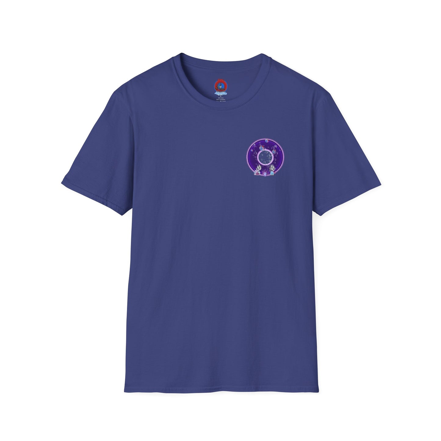 Classic Donut Tee - Unisex Soft-Style - "Sure That Sirens Made This Donut For Me" - vivid dark purple/light purple donut