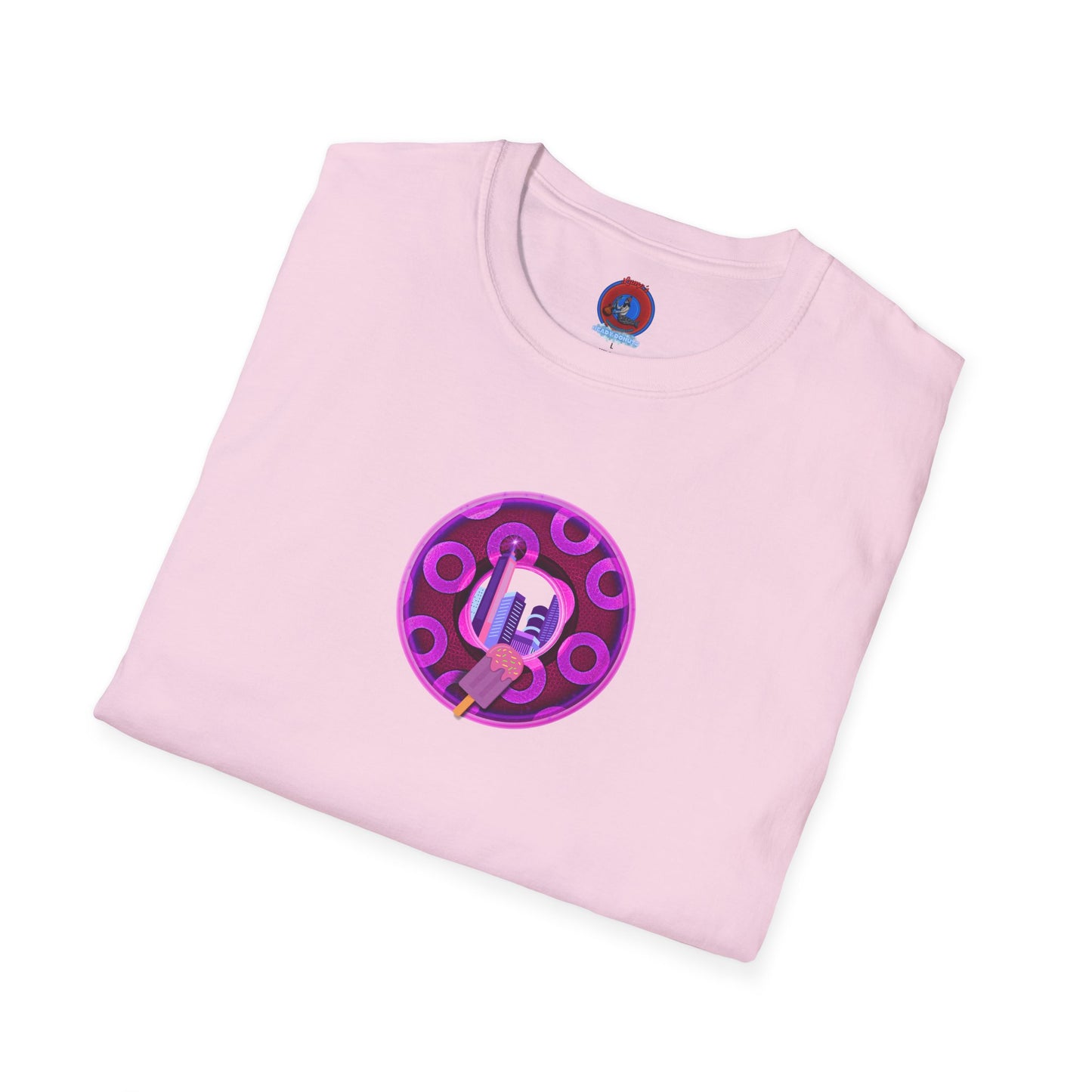 Classic Donut Tee - Unisex Soft-Style - "It's Ice Cream Popsicles - YEMSG Donut" - purple/magenta paradox donut - variant 2