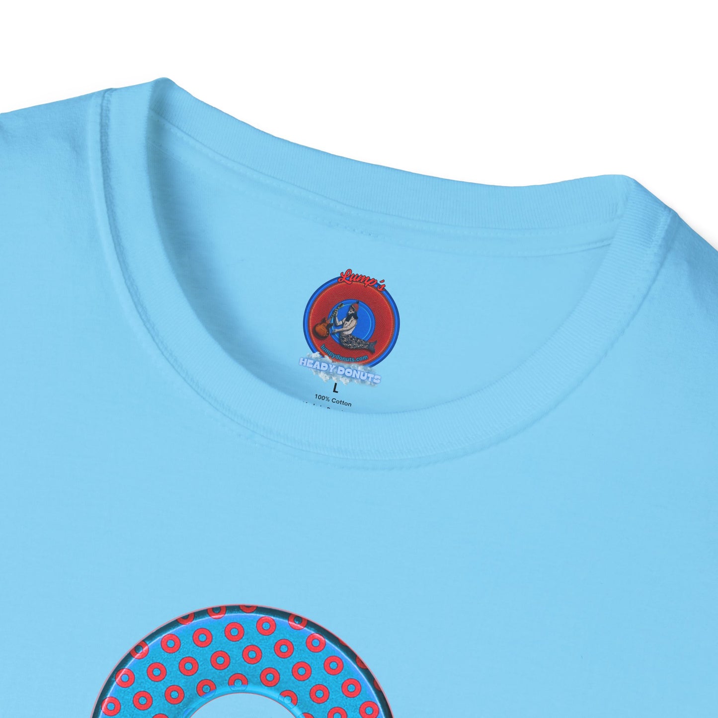 Plain Donuts/Unisex Soft-Style - "Plain Electric Paradoxical Donuts" - light blue/red donuts