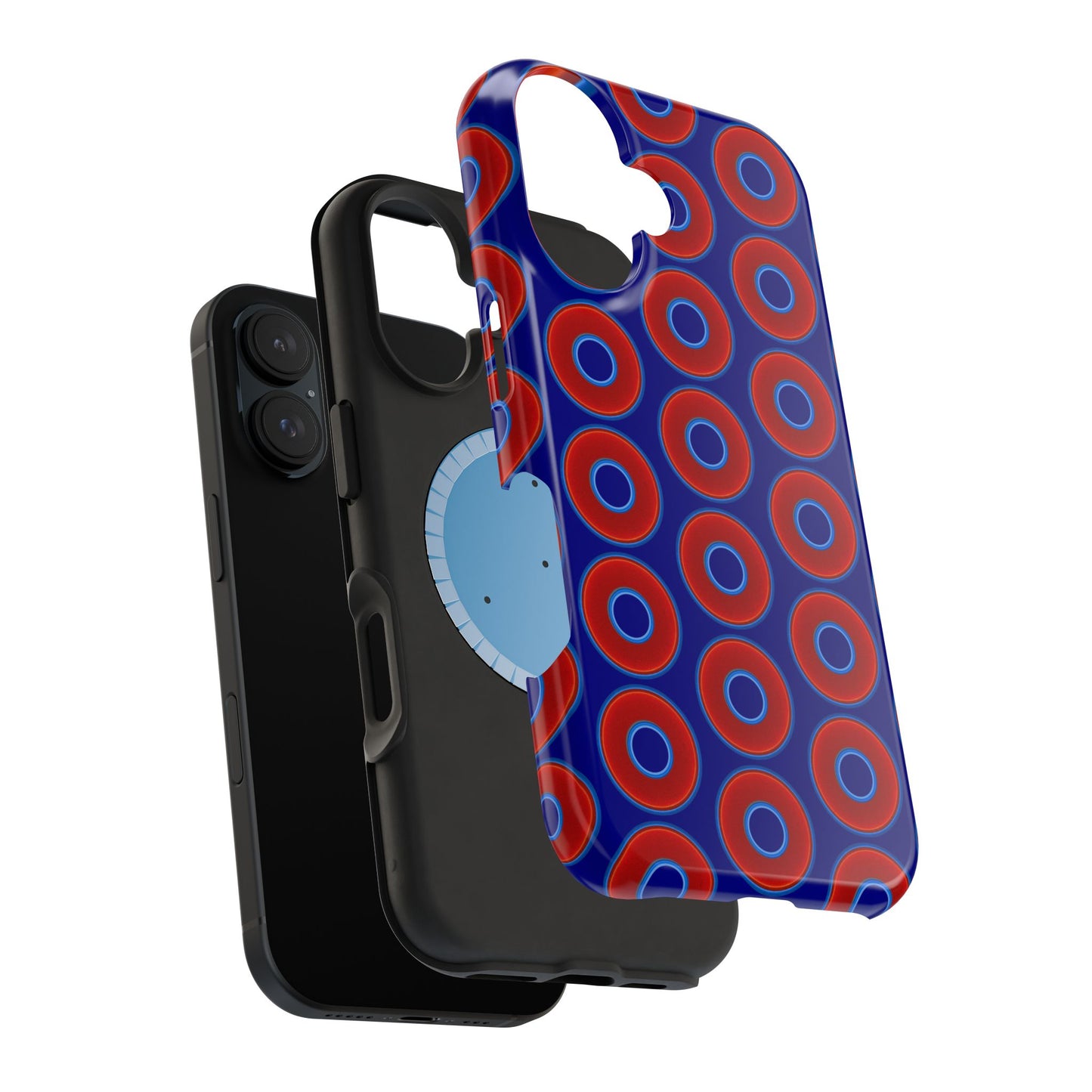 Magnetic Tough Donut Case - red vivid donut print w/vivid navy blue background