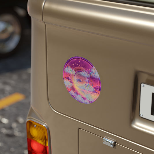 Donut Bumper/Outdoor Sticker - "Conjurers of Donuts" - magenta donut - [Die-Cut] 6"x 6"