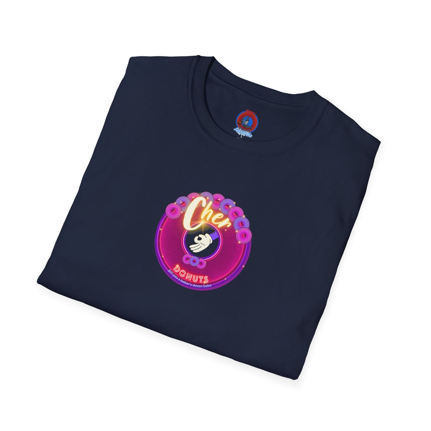 Classic Donut Tee - Unisex Soft-Style - "Chering is Caring Donut' - vivid magenta/purple donut