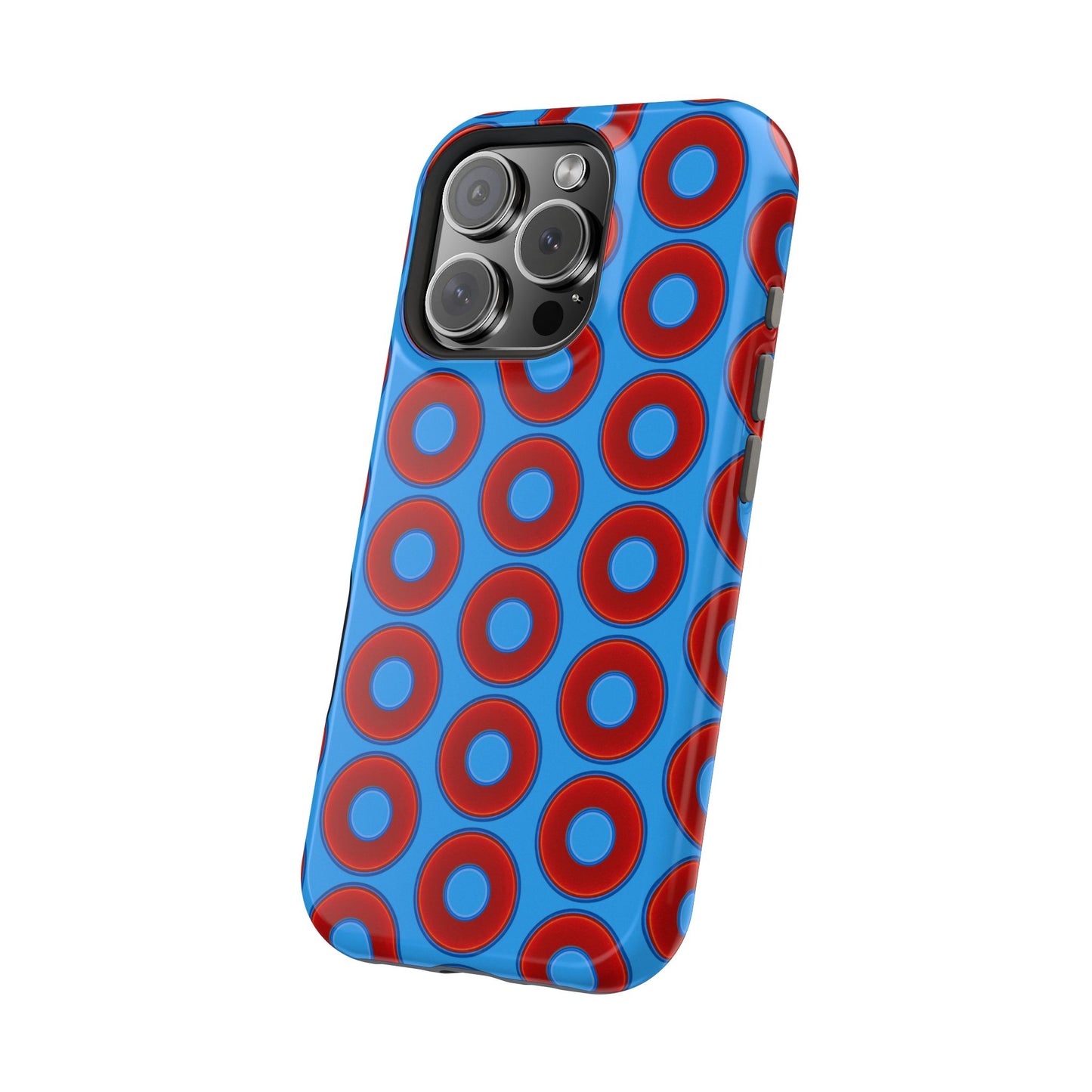Magnetic Tough Donut Case - red vivid donut print w/sky royal blue background