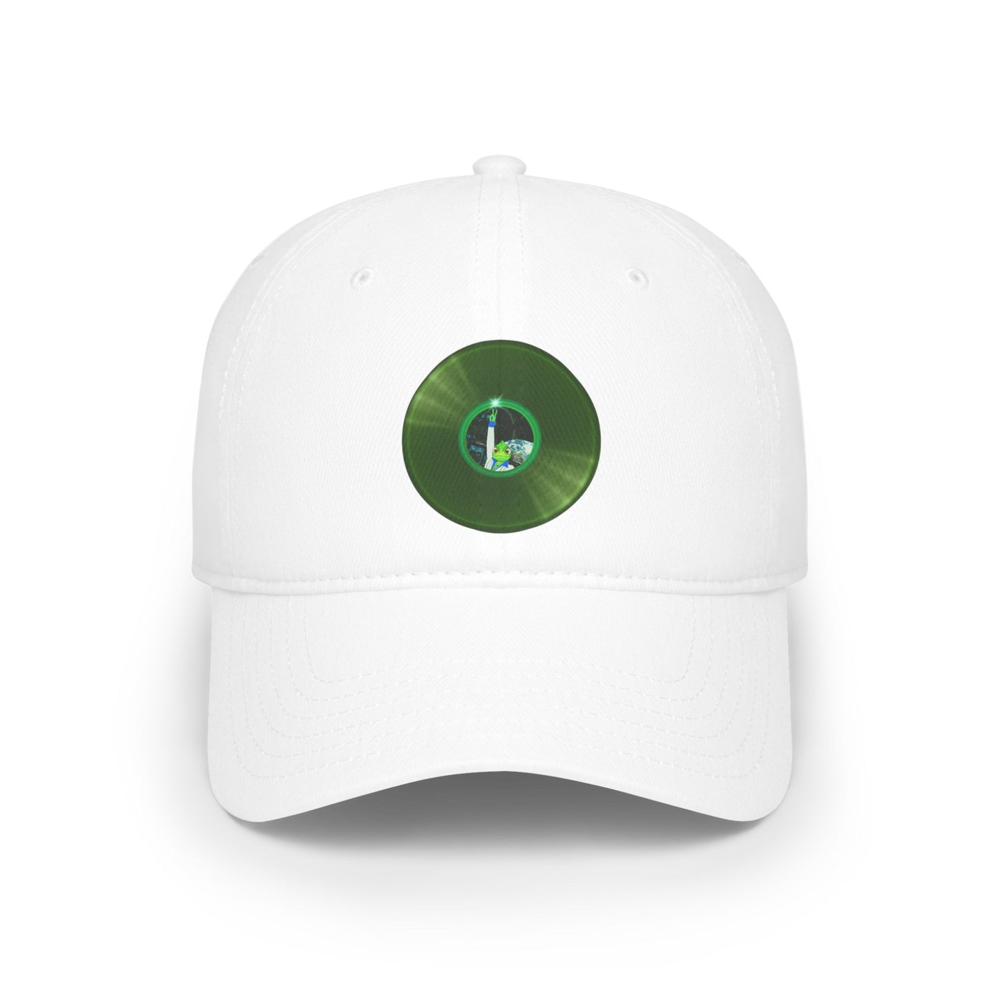 Lumpy Donut Baseball Cap - "Rutherford's Staying Alive Donut Cap" - variant 2 vivid green record donut w/