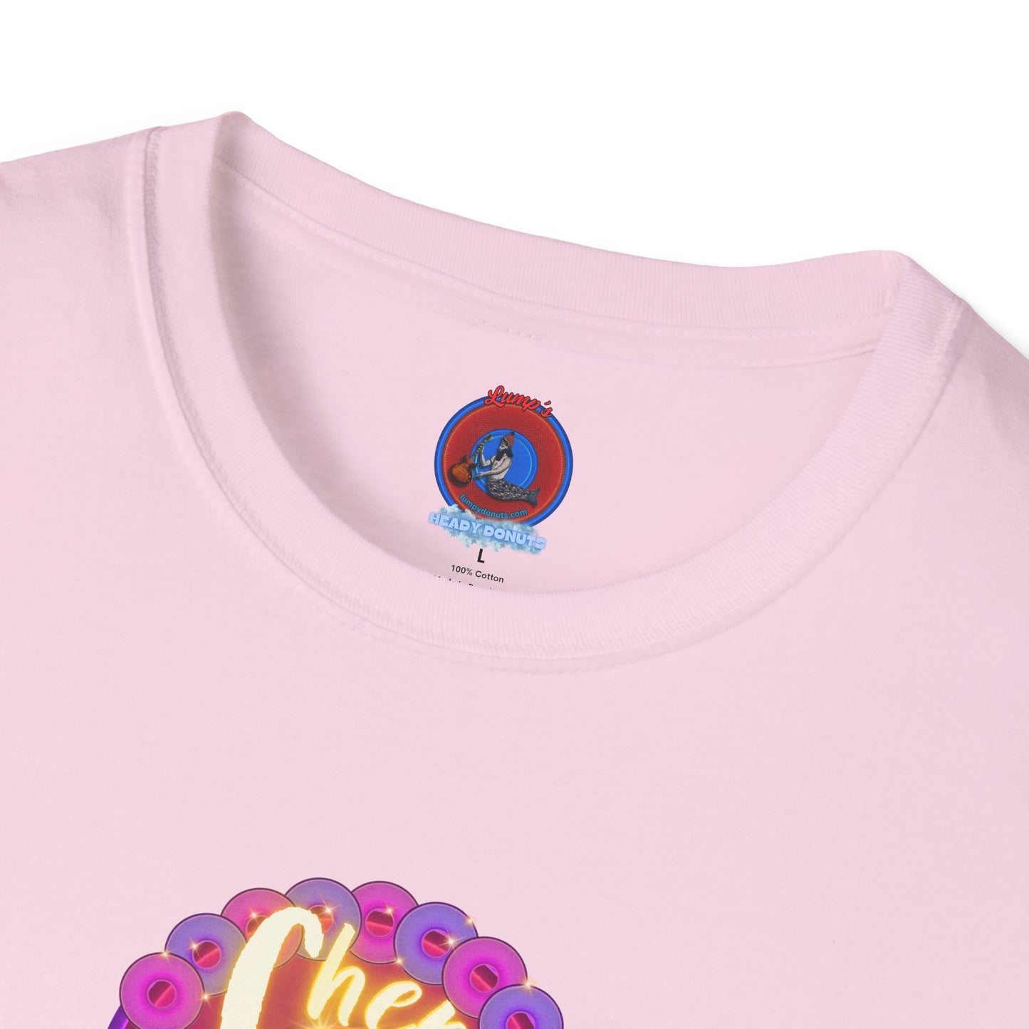 Classic Donut Tee - Unisex Soft-Style - "Chering is Caring Donut' - vivid magenta/purple donut
