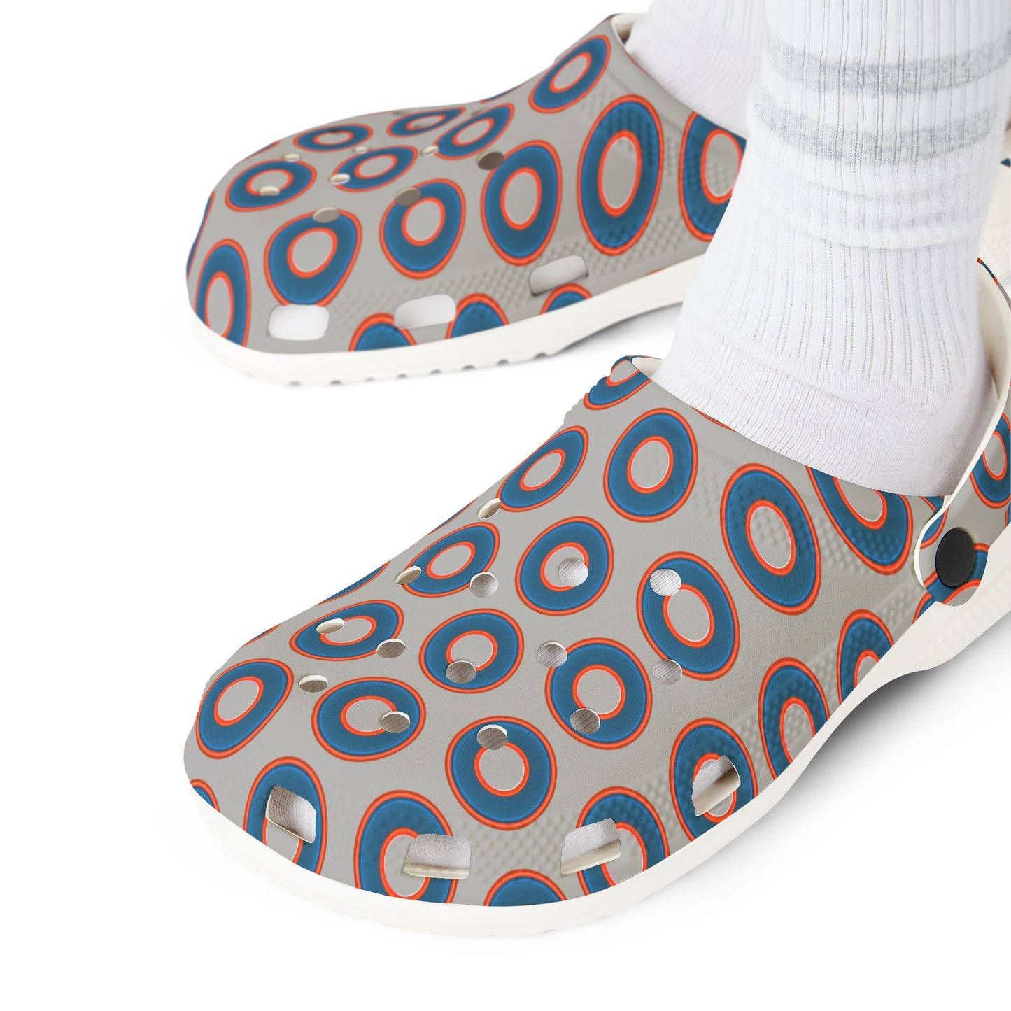 Spatchcocks - donut slip-on shoes - blue rustic donuts w/light gray background [unisex]