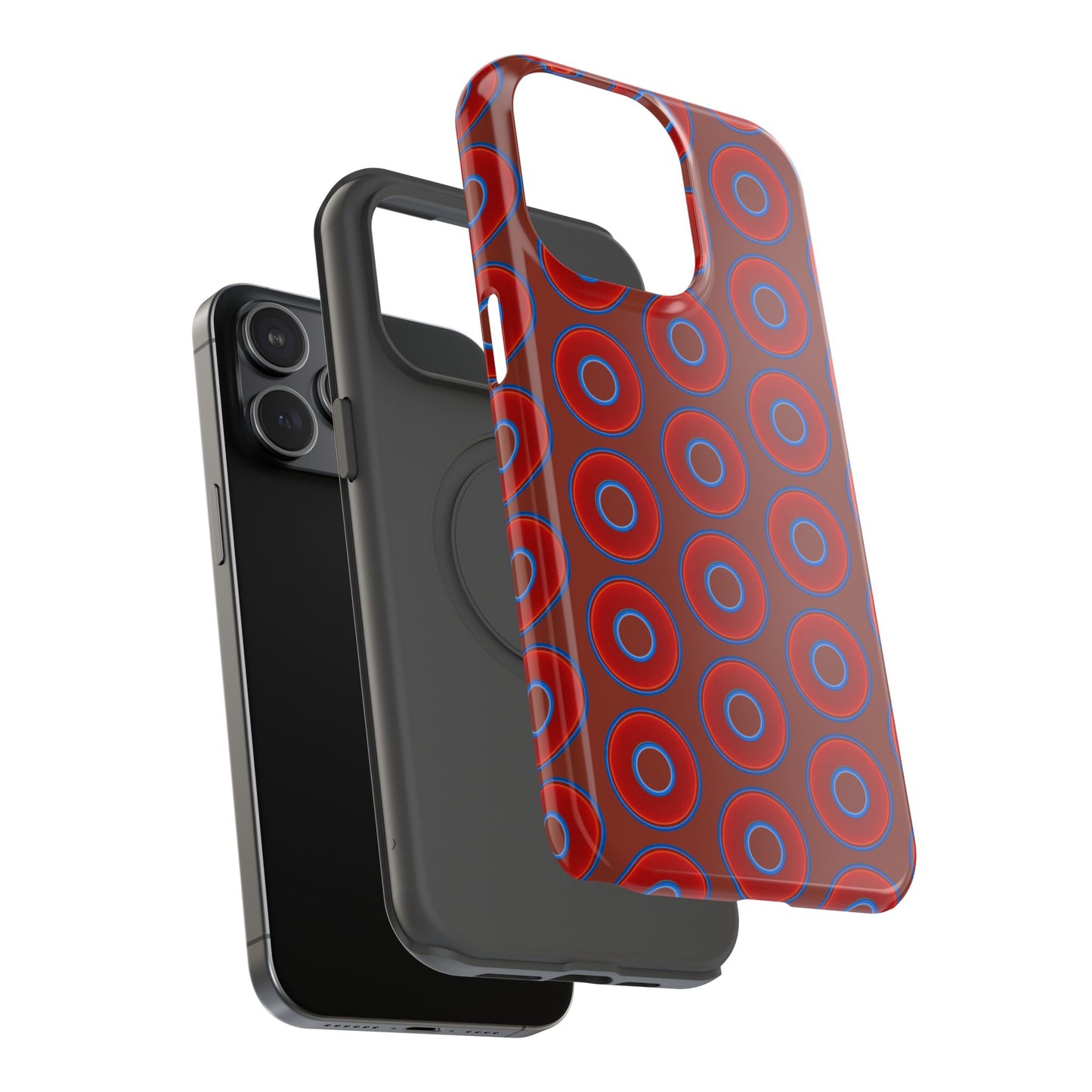 Impact-Resistant Lumpy Donut Case - red vivid donut print w/burnt umber background