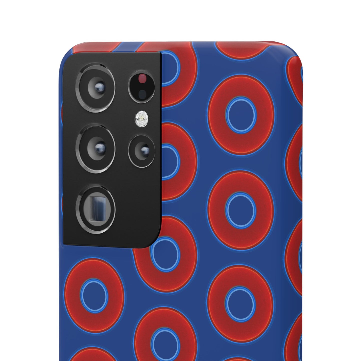 Lumpy Donut Snap Case - red vivid donut print w/dark blue background