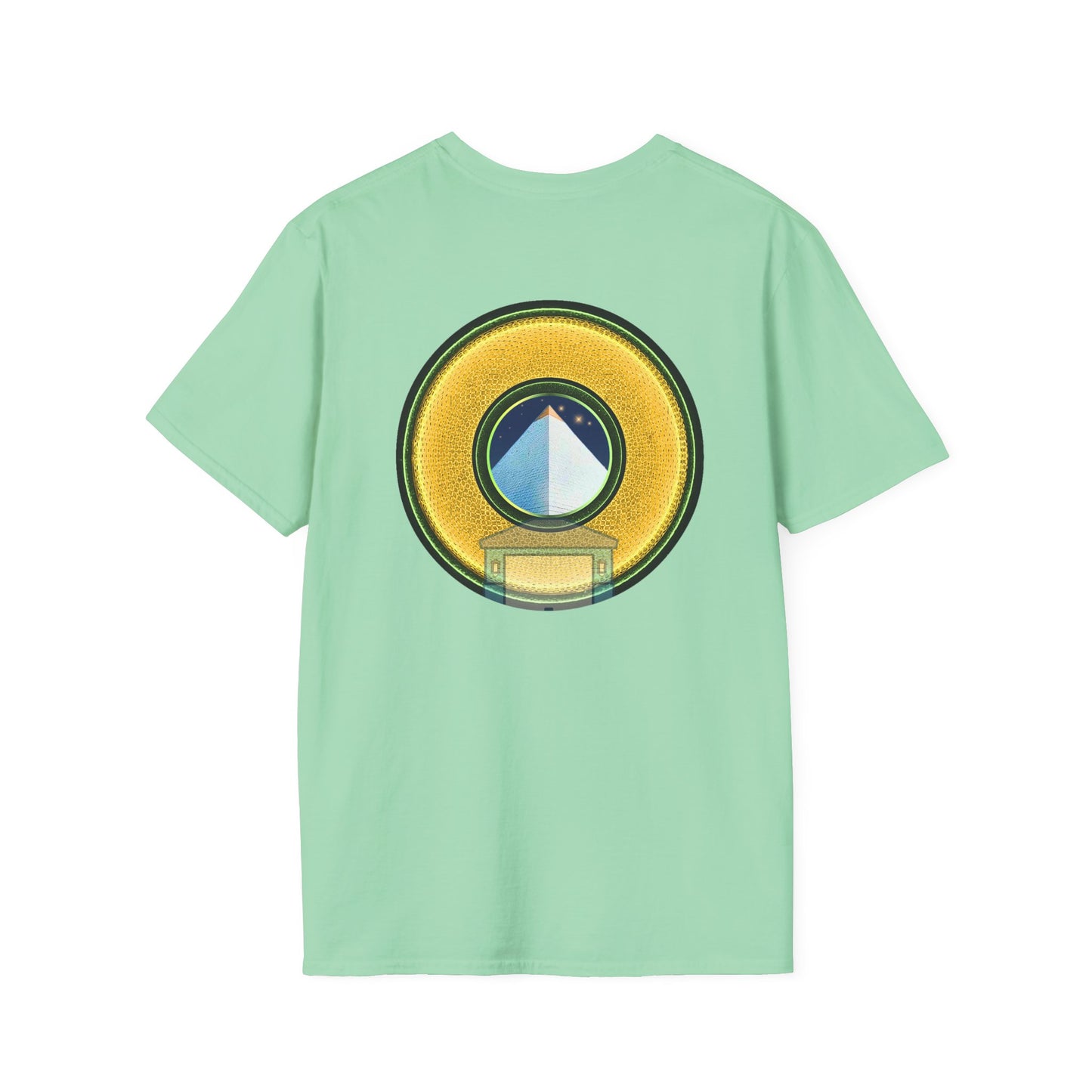 Classic Donut Tee - Unisex Soft-Style - "Limestone Donuts so Large" - variant 4 - golden donut w/garage