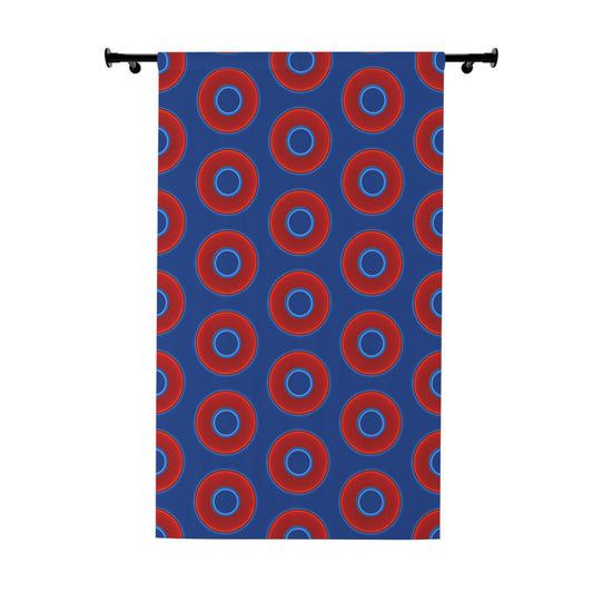 Lump's Heady Curtain w/Donuts - vivid red donut print - w/dark blue background - [*1 Piece / 50" x 84"]