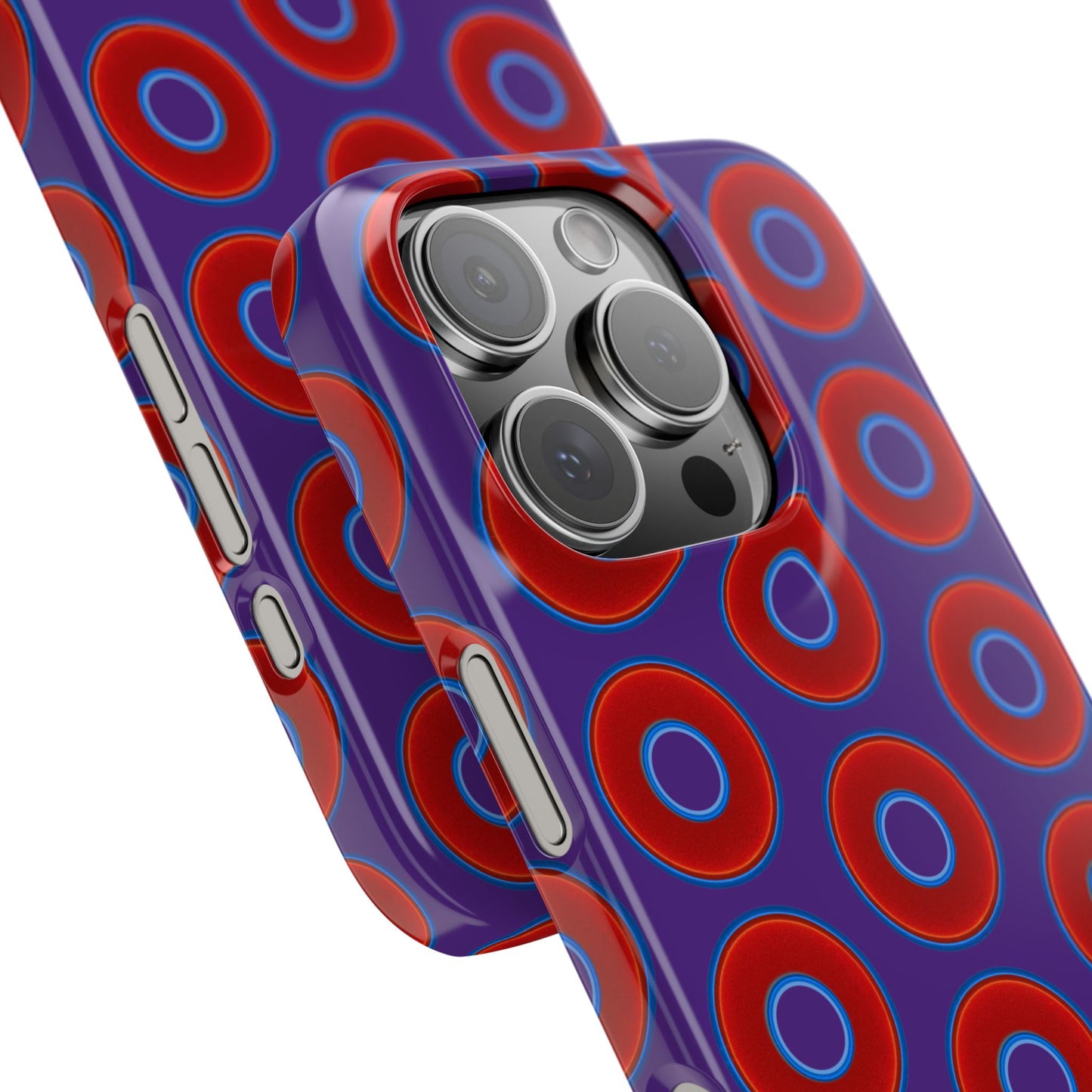 Lumpy Donut Snap Case - red vivid donut print w/dark purple background