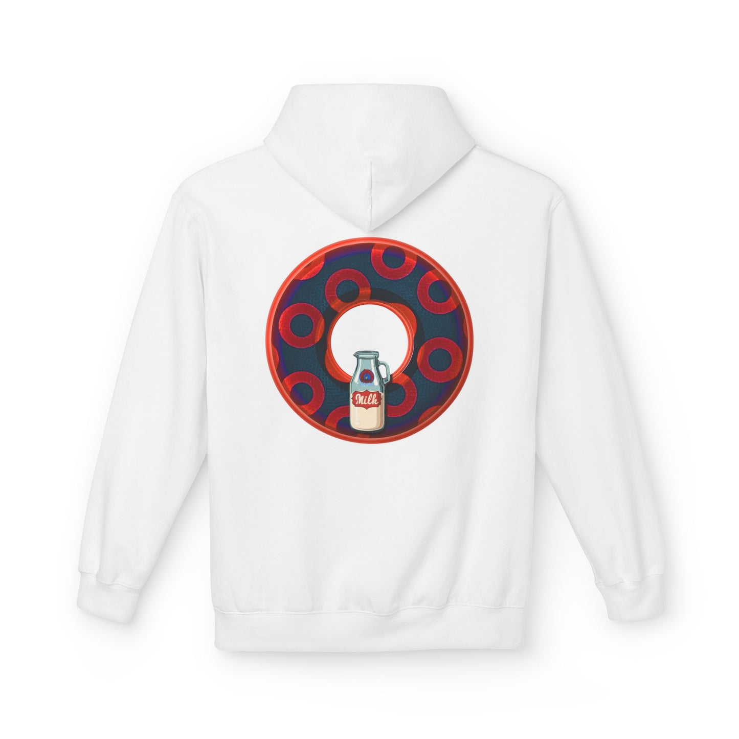 Fleece Harry Hoodies [Midweight Soft-style] - "Wooked Cream Dairy - YEMSG Donut" - navy blue/red rustic paradox donut - variant 3