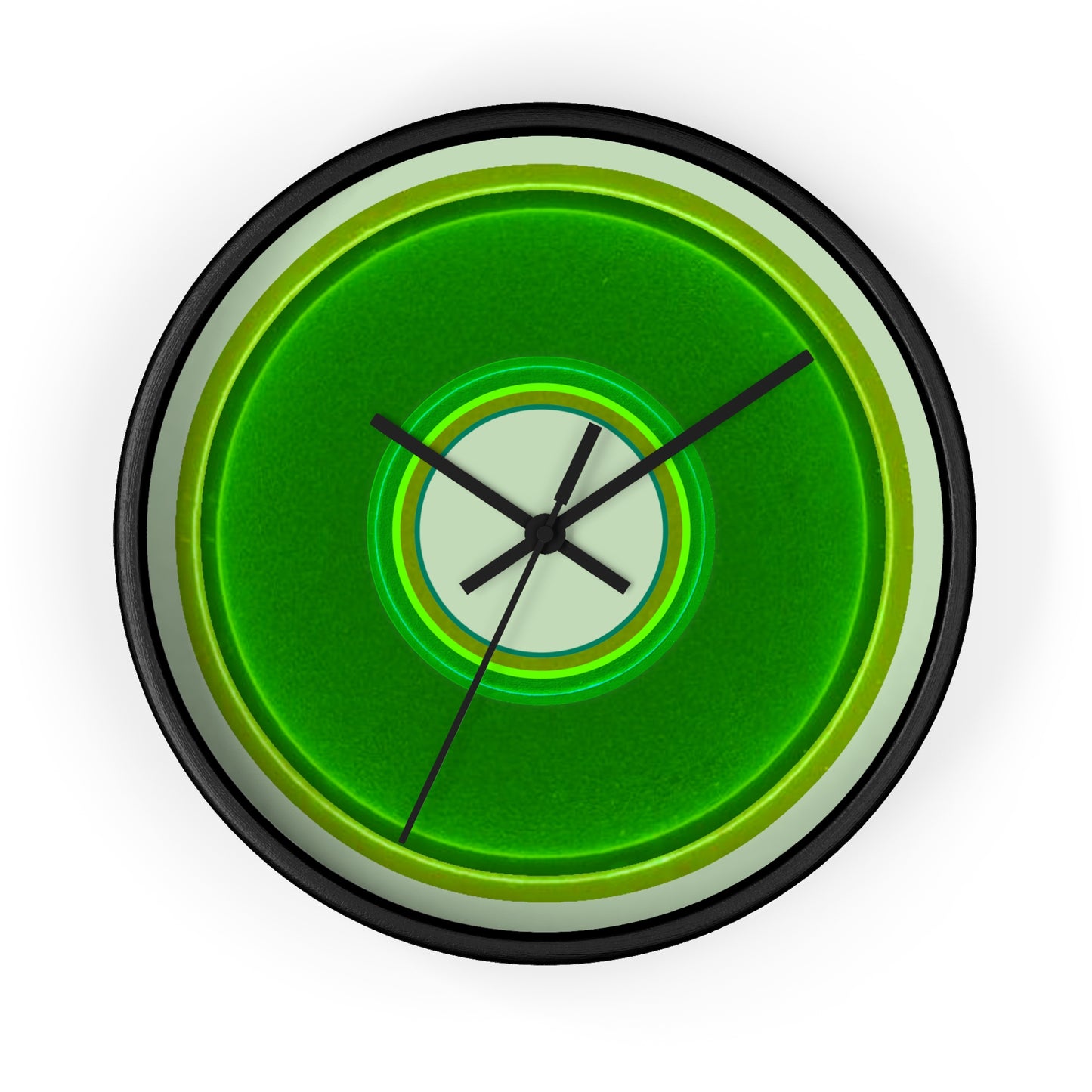 Lumpy Wall Clock - green vivid donut - variant 7 - w/seafoam background