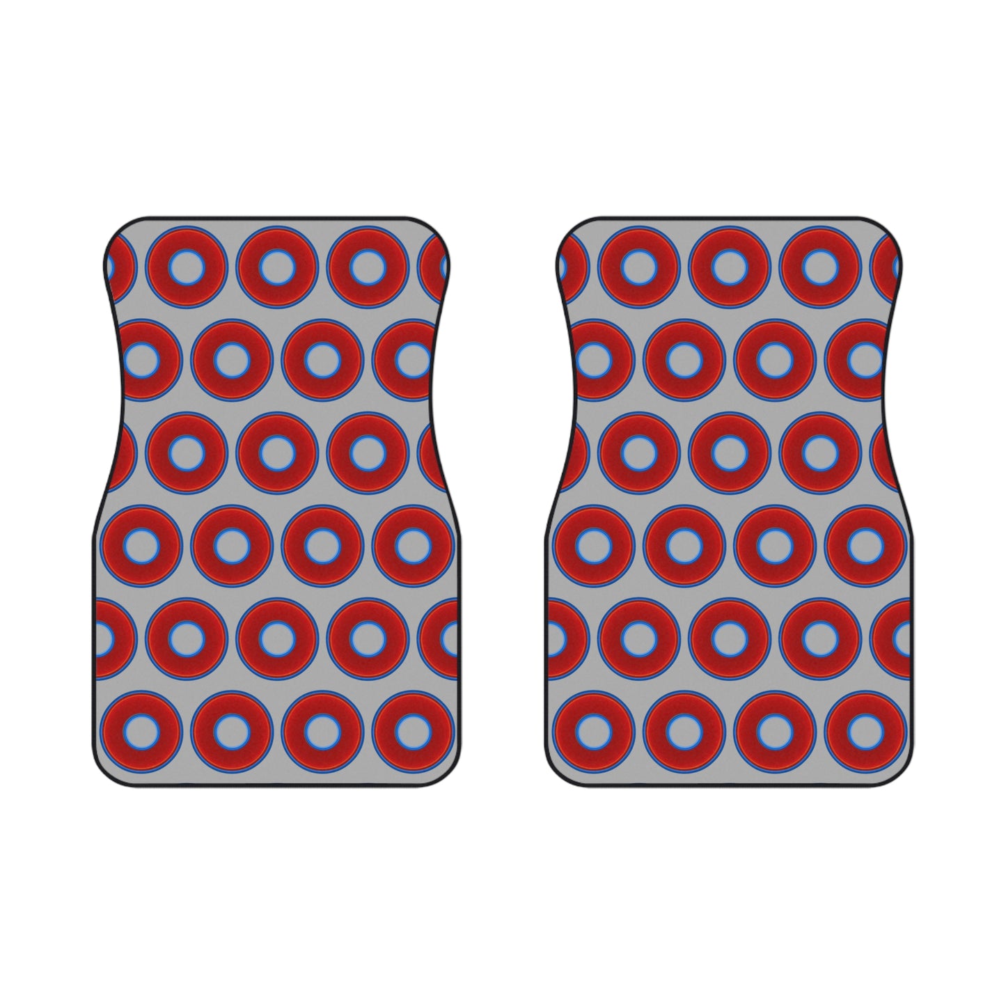 Contacted Car Mats - Set of 2/Front - vivid donut print w/light gray background