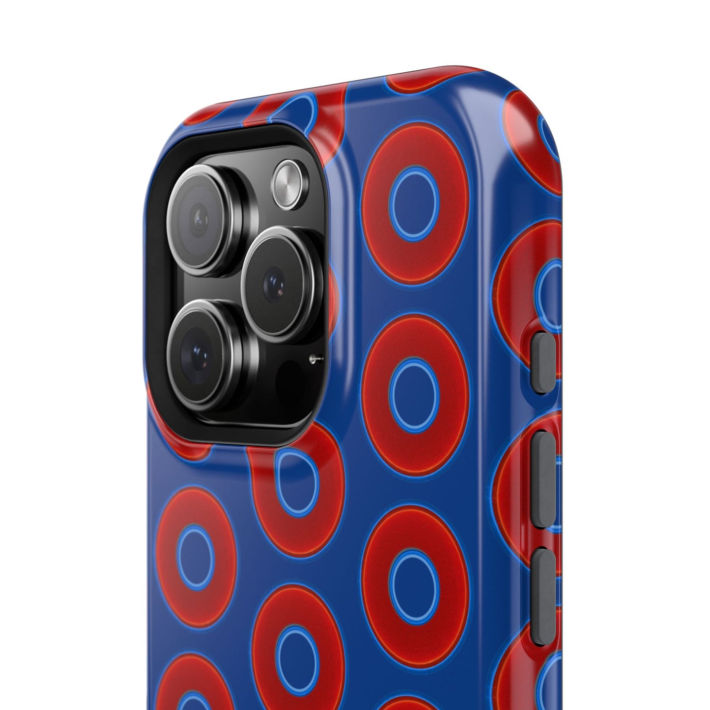 Impact-Resistant Lumpy Donut Case - red vivid donut print w/dark blue background