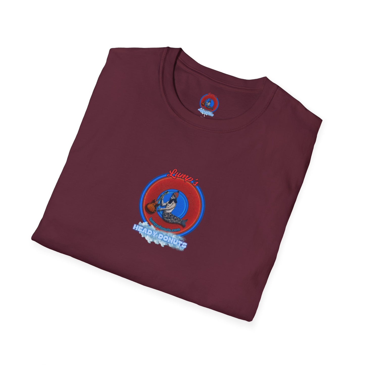 Classic Donut Tee - Unisex Soft-Style - "Lump's Heady Donuts Logo" - series 1.0  - red/blue rustic donut