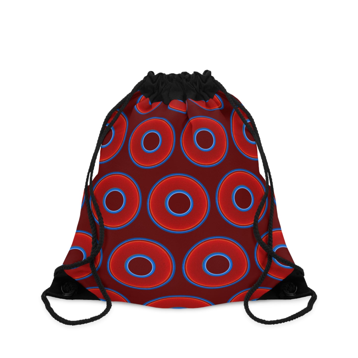 Lumpy Donut Drawstring Bag - red vivid donuts print w/dark red background