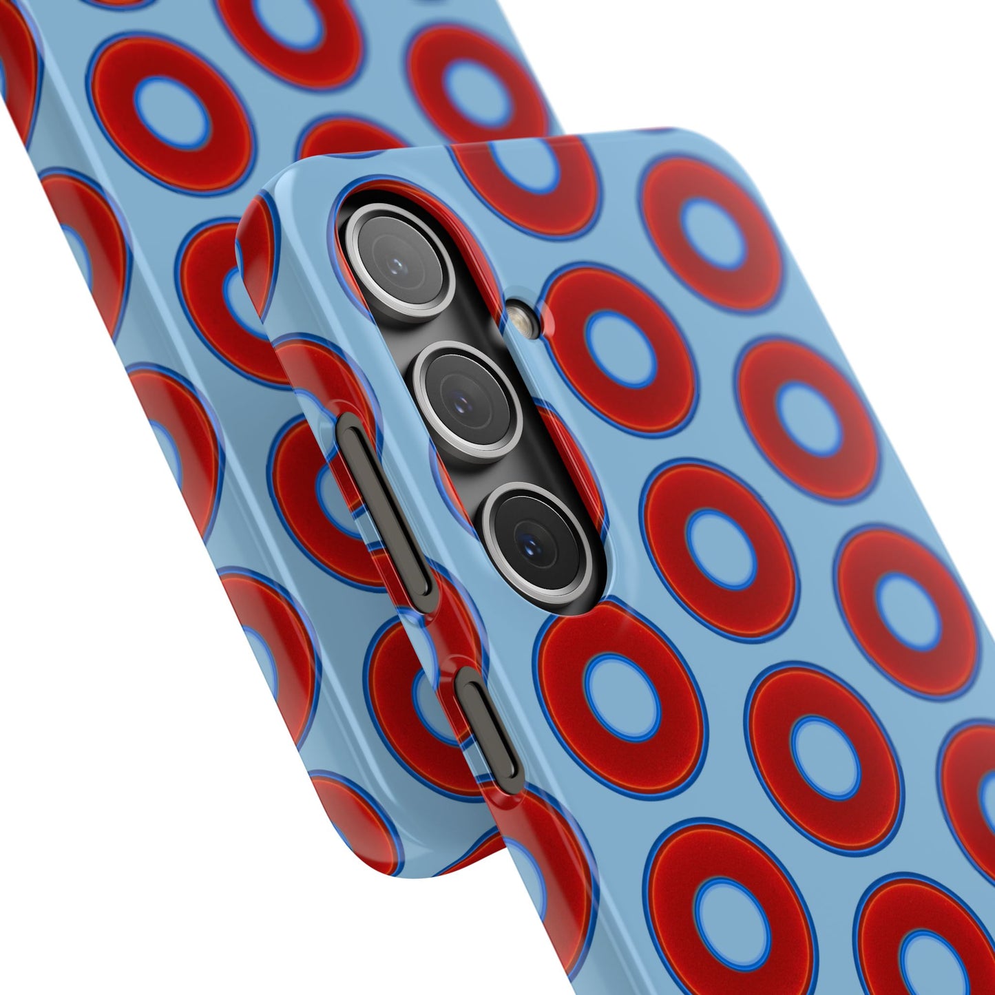 Lumpy Donut Snap Case - red vivid donut print w/sky blue background