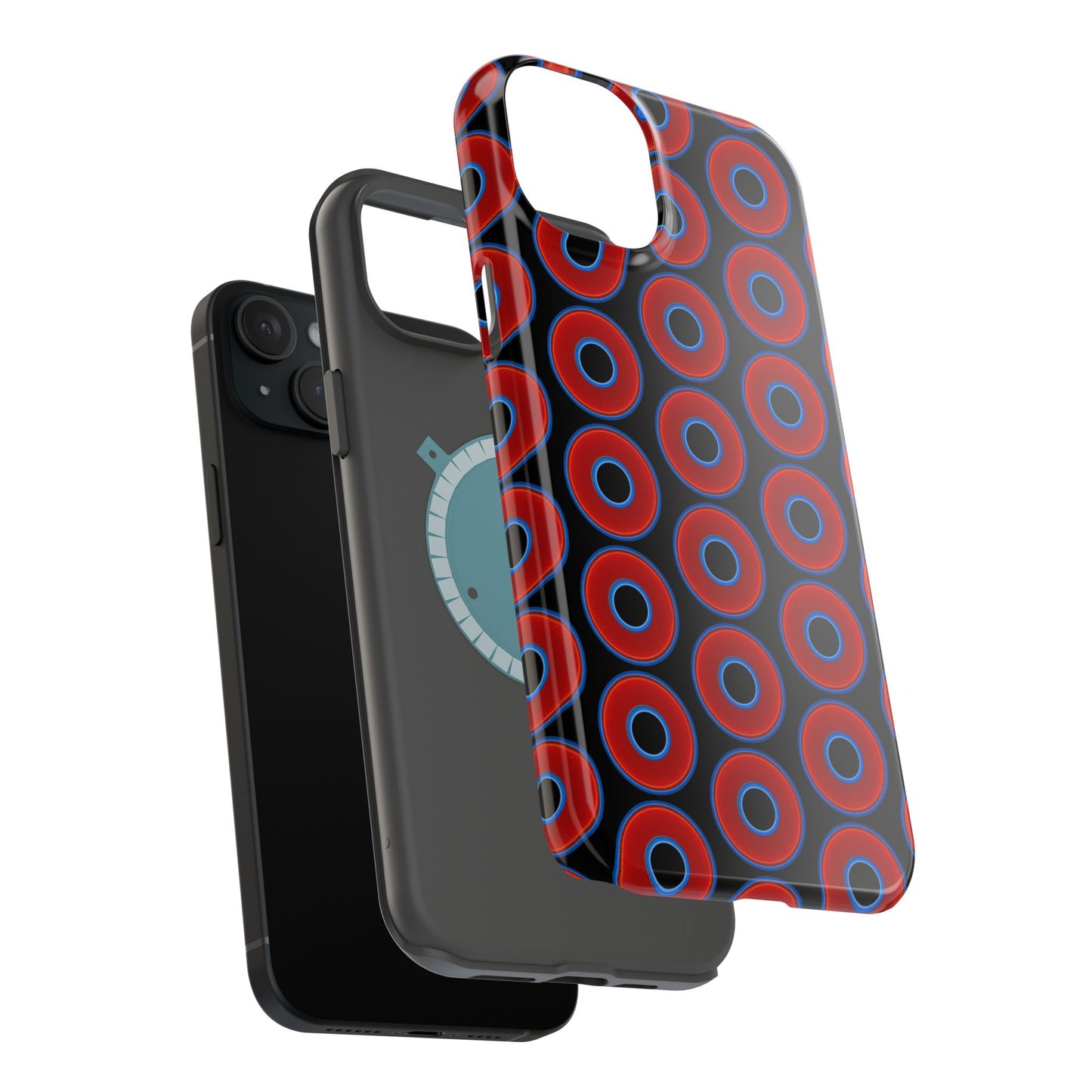 Magnetic Tough Donut Case - red vivid donut print w/black background
