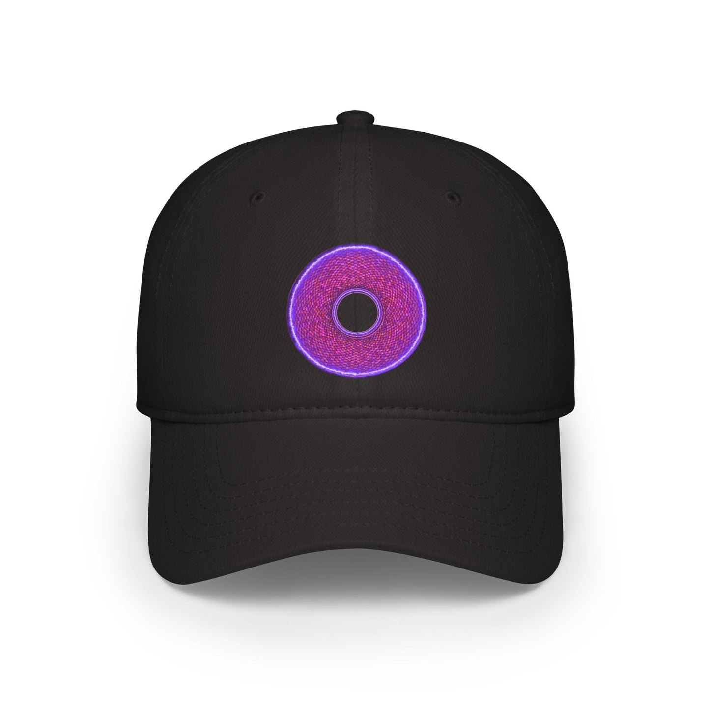 Lumpy Donut Baseball Cap - "Frankenstein Donut... it's Alive!" - purple pixilated donut w/