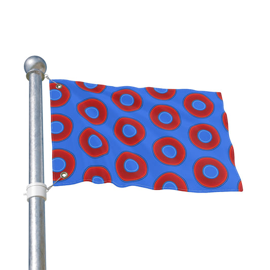 Lumpy Flagpole Sitters - Donut Flags [12" x 18"] - red vivid donut print w/medium royal blue background