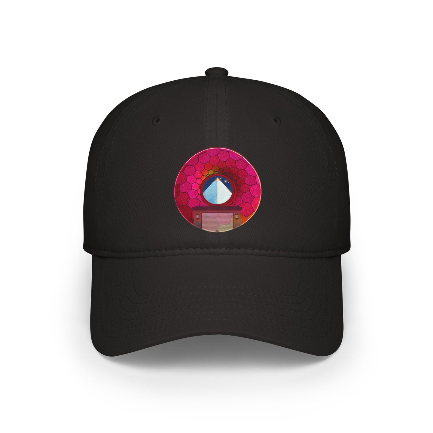 Lumpy Donut Baseball Cap - "Limestone Donut Caps So Large" - variant 6 - magenta hexadonut w/
