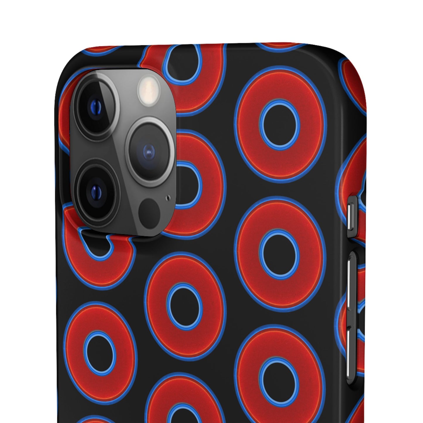 Lumpy Donut Snap Case - red vivid donut print w/black background