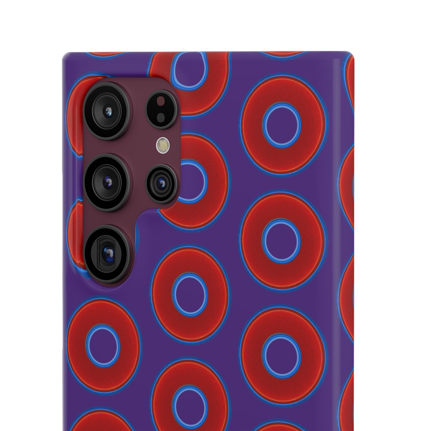 Lumpy Donut Snap Case - red vivid donut print w/dark purple background