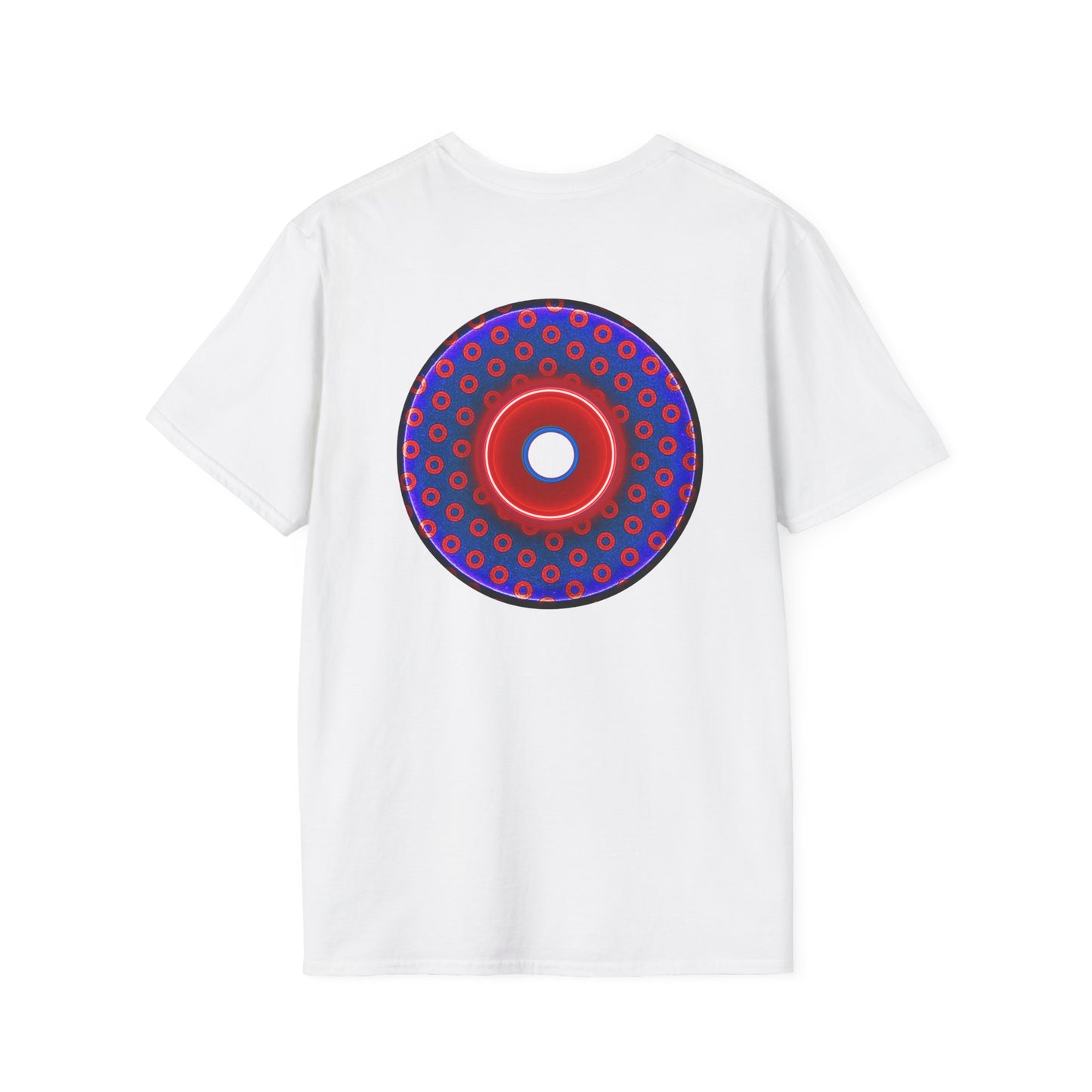 Classic Donut Tee - Unisex Soft-Style - "Vivid Donut inside a Paradox Donut" - blue/red electric paradox donut - variant 1