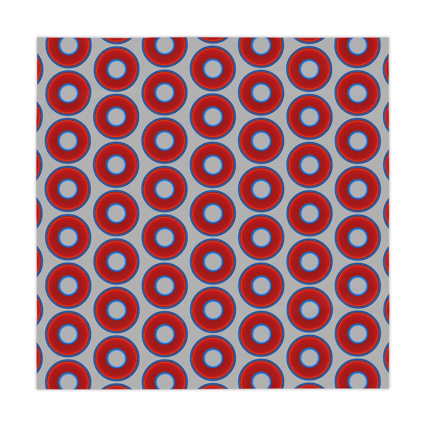 Lumpy Tablecloth - 55.1" x 55.1" - vivid red donuts w/light gray background