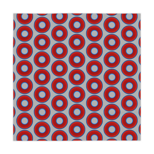 Lumpy Tablecloth - 55.1" x 55.1" - vivid red donuts w/light gray background
