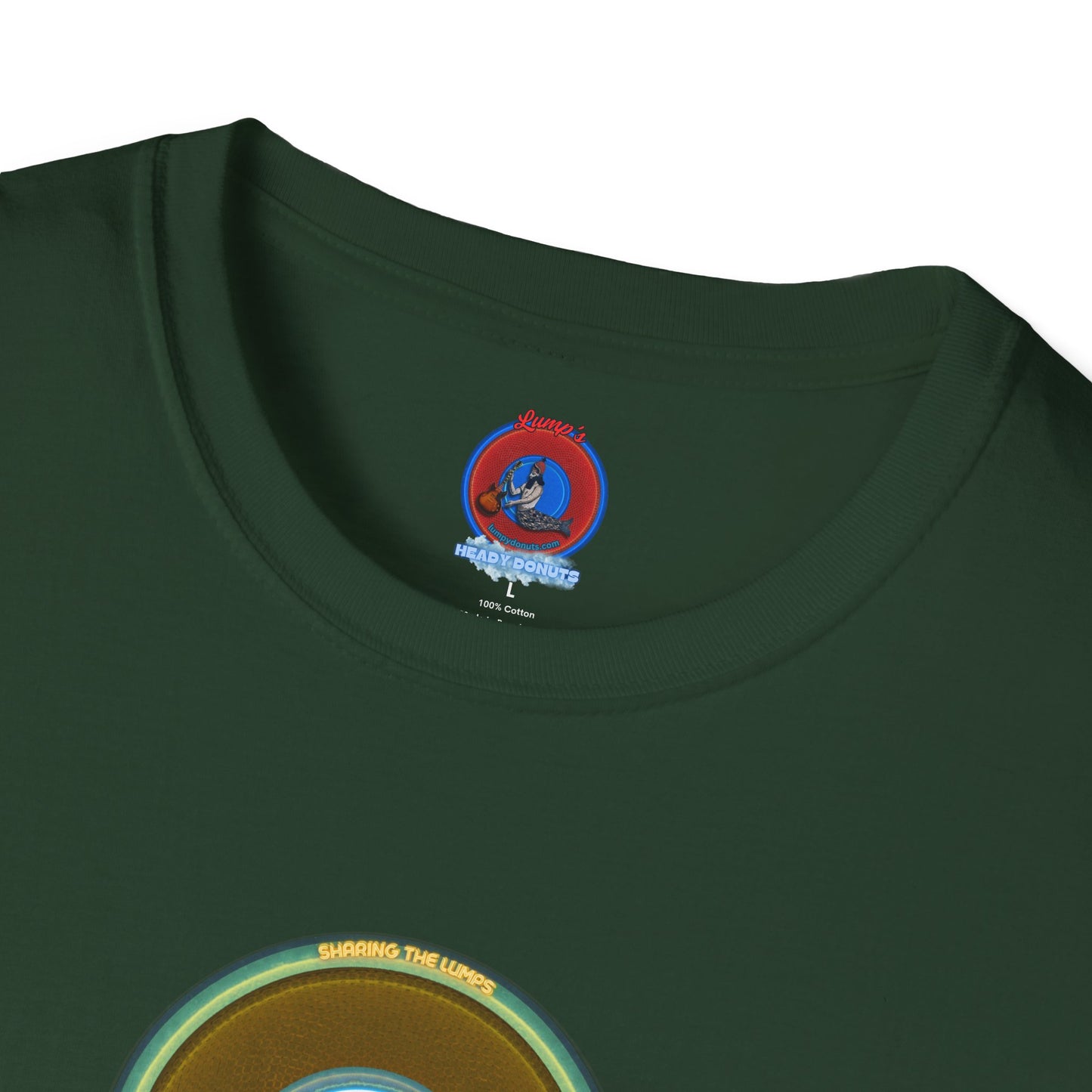 Classic Donut Tee - Unisex Soft-Style - "Lumpy Collective Donut" - bronze/green lumpy donut - variant 5