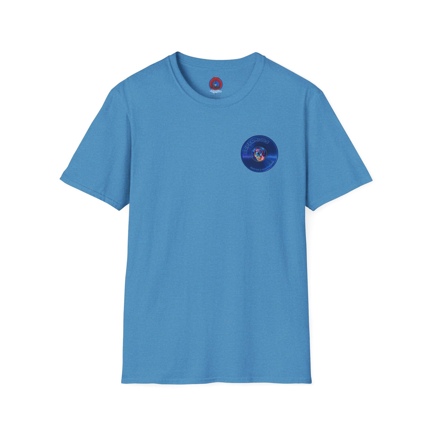 Classic Donut Tee - Unisex Soft-Style - "Drunken Copernicus" - series 1.0 - variant 1 - blue donut