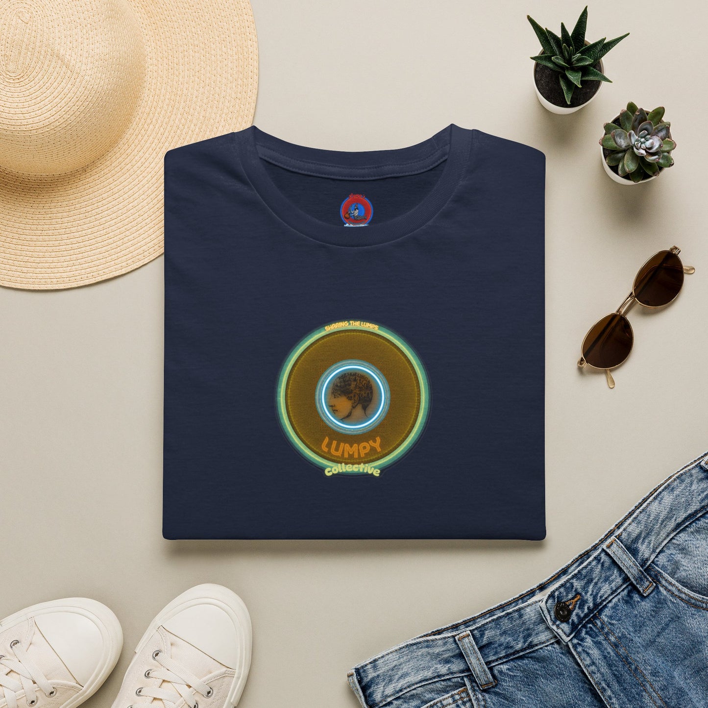 Classic Donut Tee - Unisex Soft-Style - "Lumpy Collective Donut" - bronze/green lumpy donut - variant 5