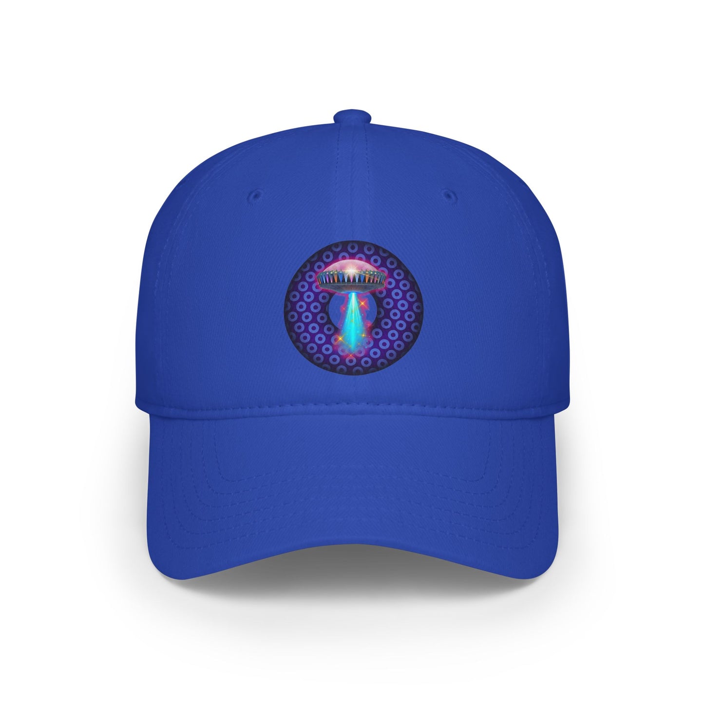 Lumpy Donut Baseball Cap - "They Serve Donuts on the Mothership Now" - variant 4 - purple/blue paradoxical donut w/